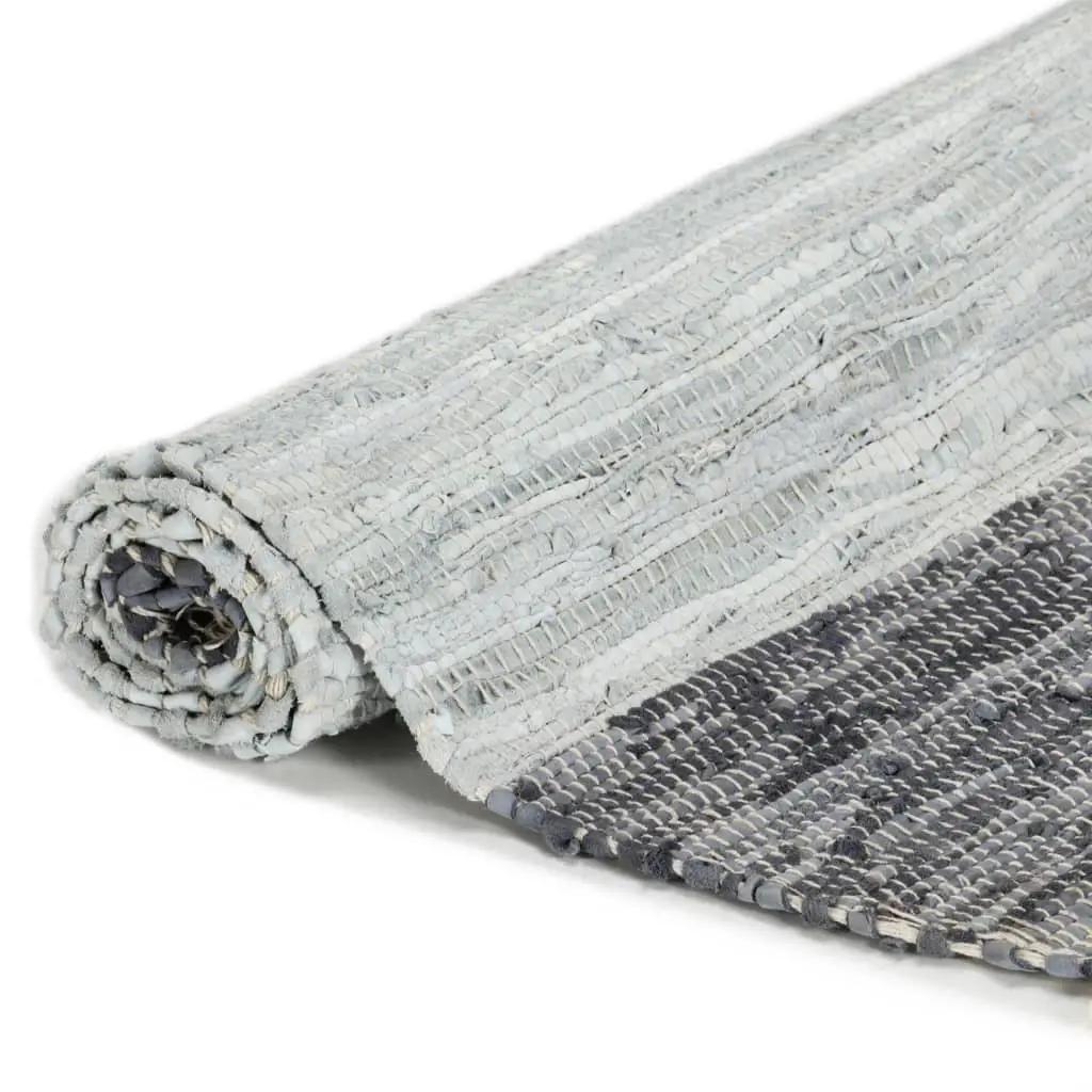 Vloerkleed chindi handgeweven 160x230 cm leer grijs (2)