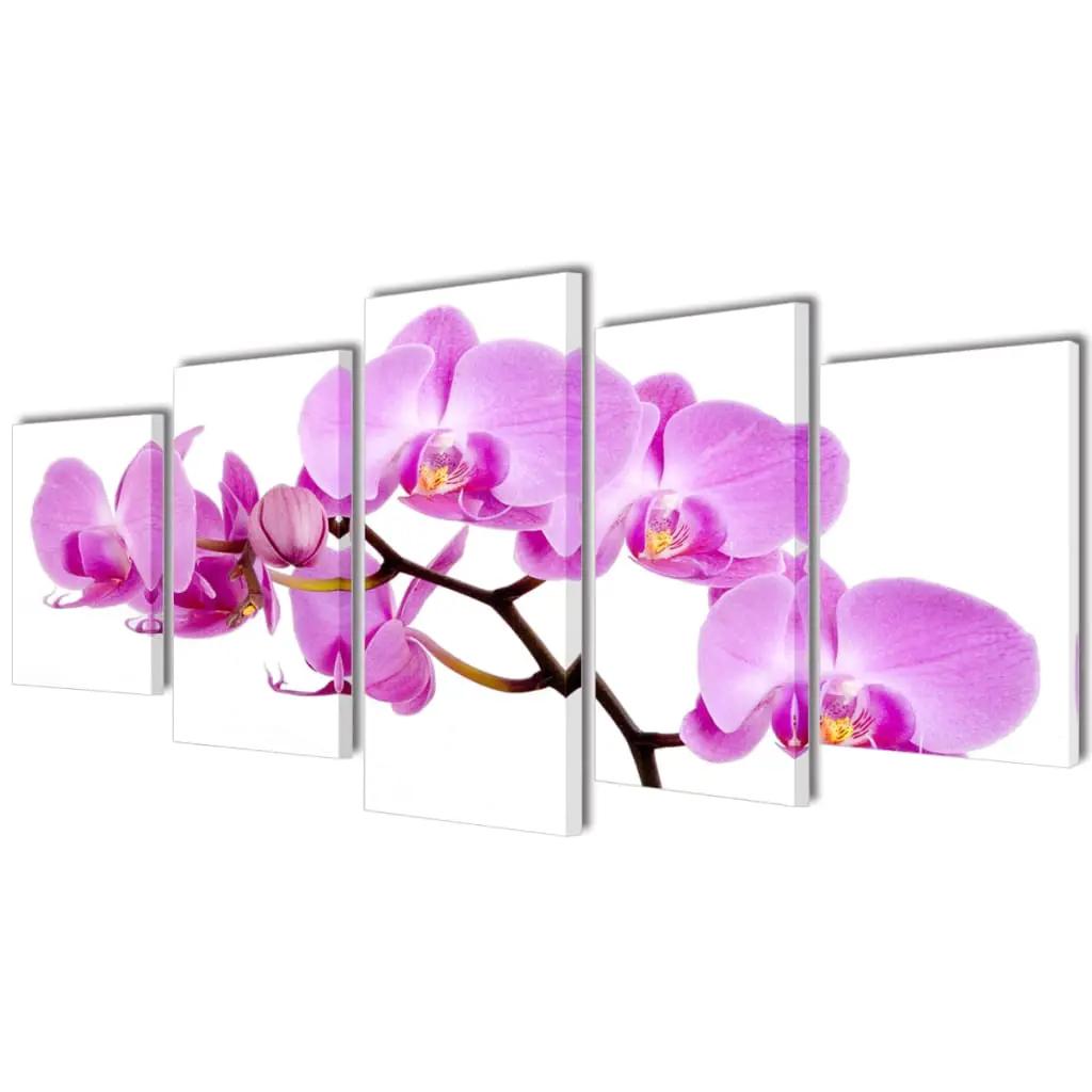 Canvas muurdruk set orchidee 200 x 100 cm