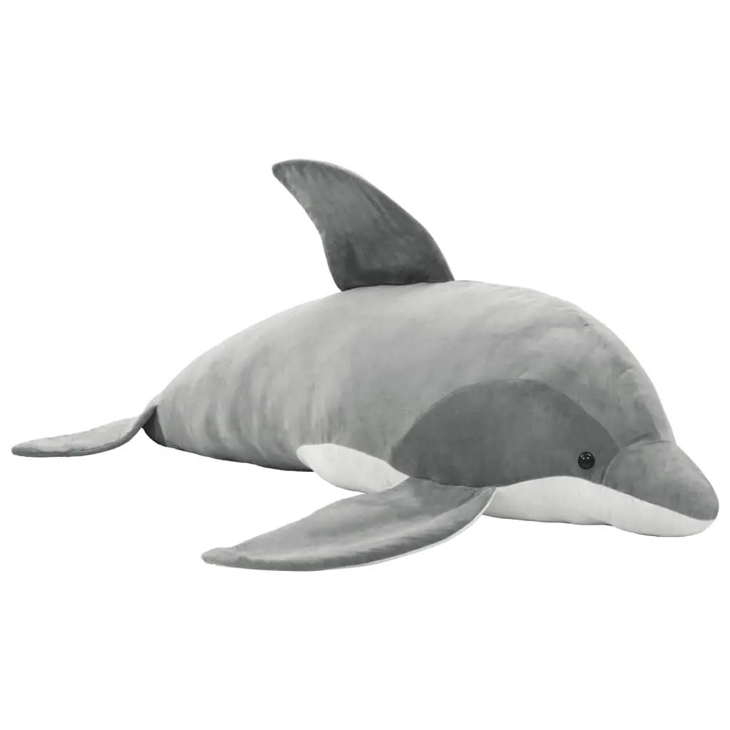 Knuffel dolfijn pluche grijs (2)