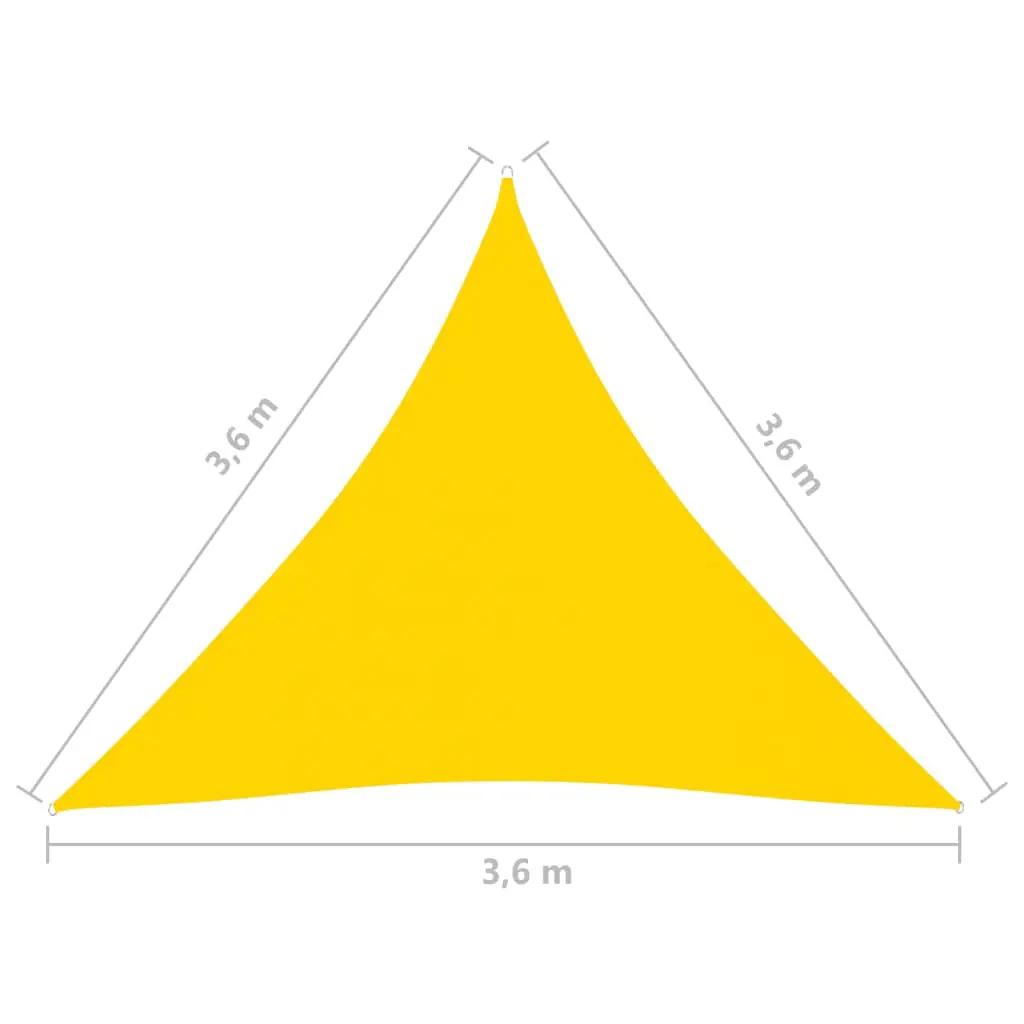 Zonnescherm driehoekig 3,6x3,6x3,6 m oxford stof geel (6)