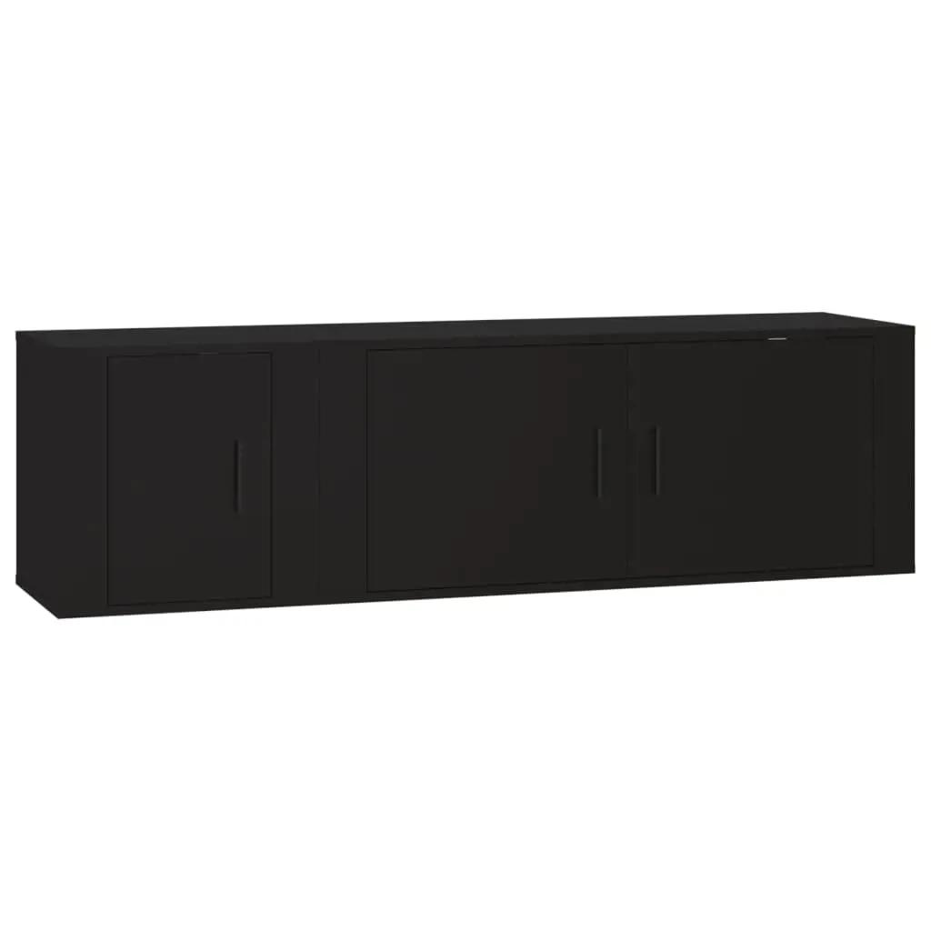 2-delige Tv-meubelset bewerkt hout zwart (2)