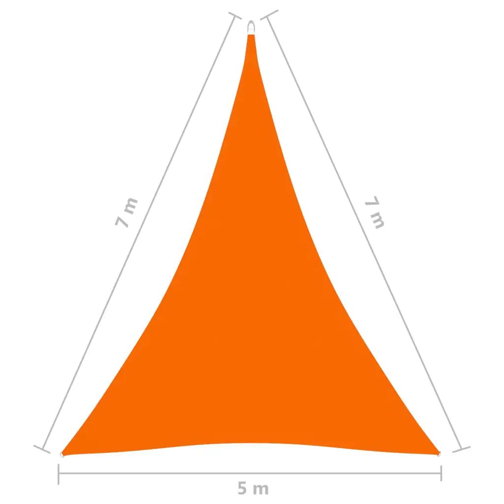 Zonnescherm driehoekig 5x7x7 m oxford stof oranje (6)