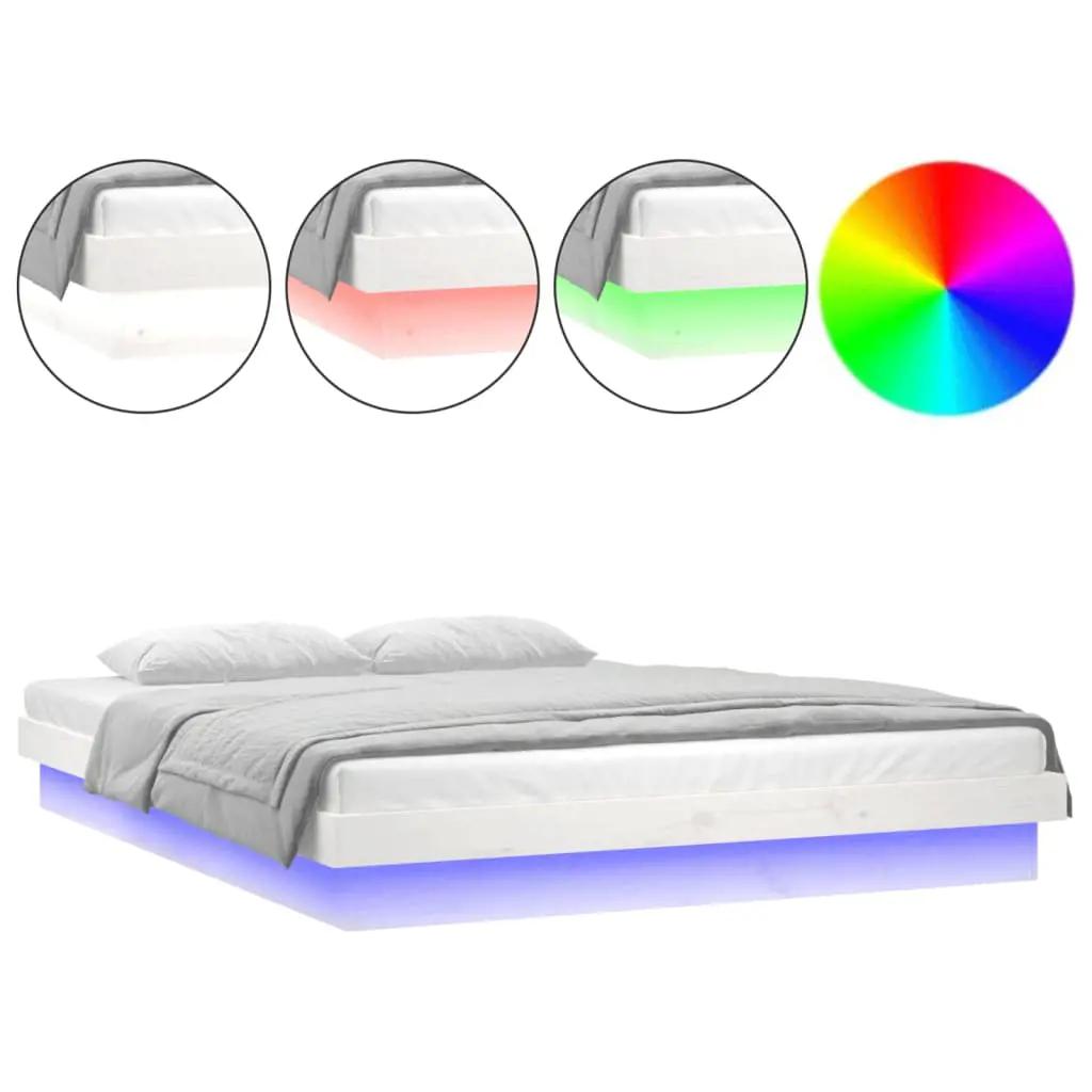 Bedframe LED massief hout wit 120x190 cm 4FT Small Double (2)