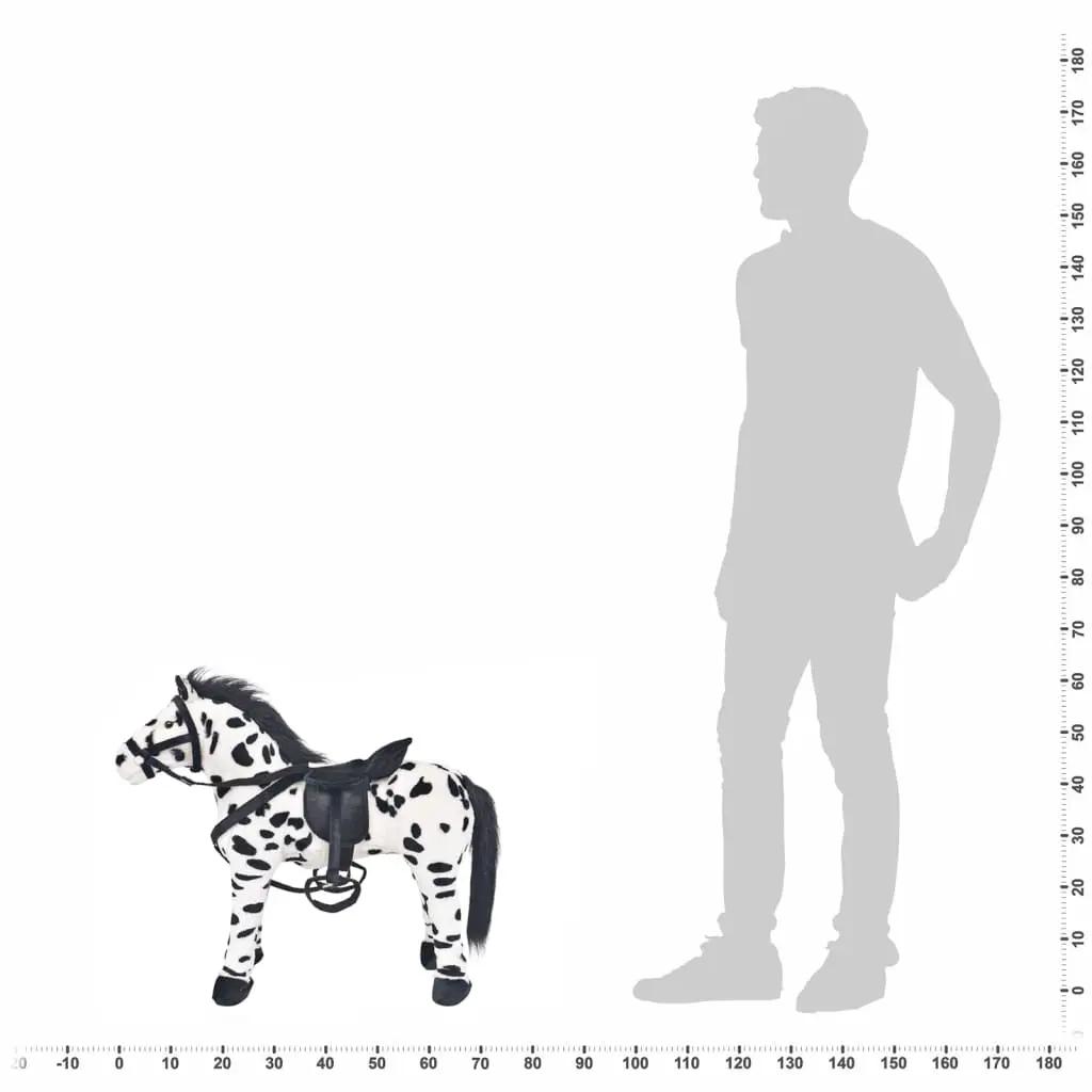 Speelgoedpaard staand XXL pluche zwart en wit (6)