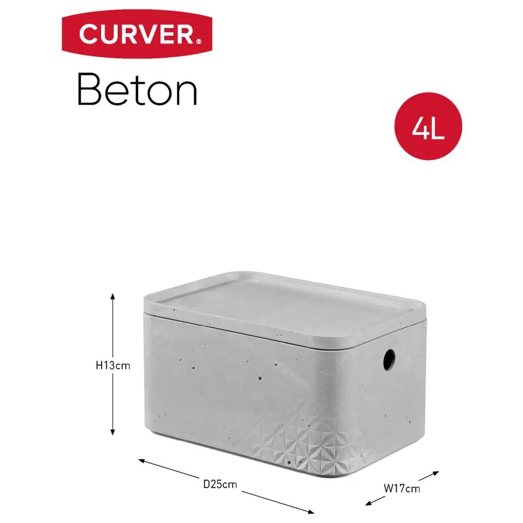 Curver Opbergbox met deksel 3 st Beton maat S lichtgrijs (6)