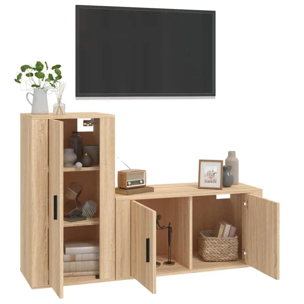 2-delige Tv-meubelset bewerkt hout sonoma eikenkleurig (3)