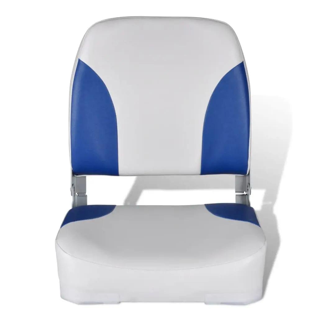 Opklapbare bootstoel met blauw-wit kussen 41 x 36 x 48 cm (2)