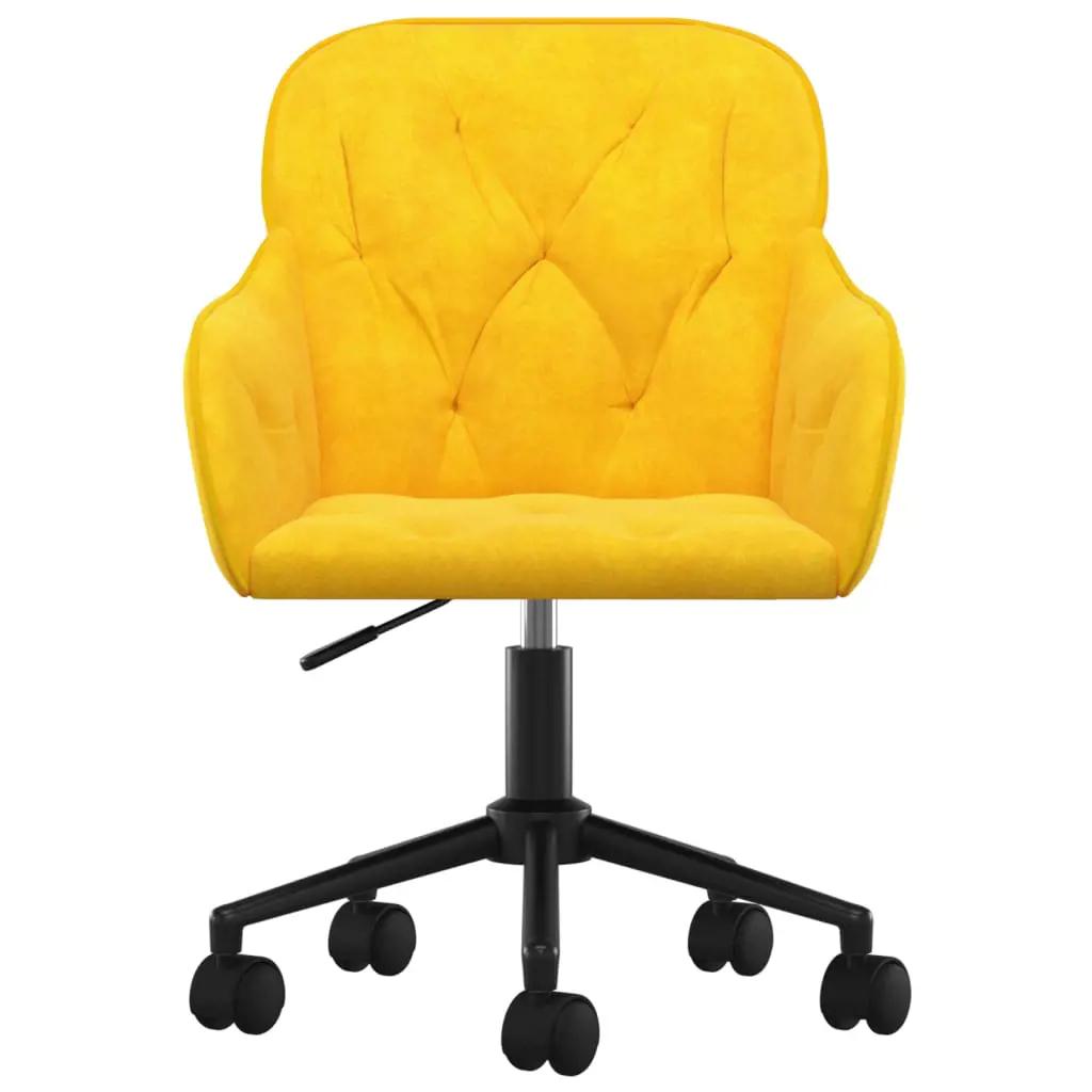 Kantoorstoel draaibaar fluweel geel (3)