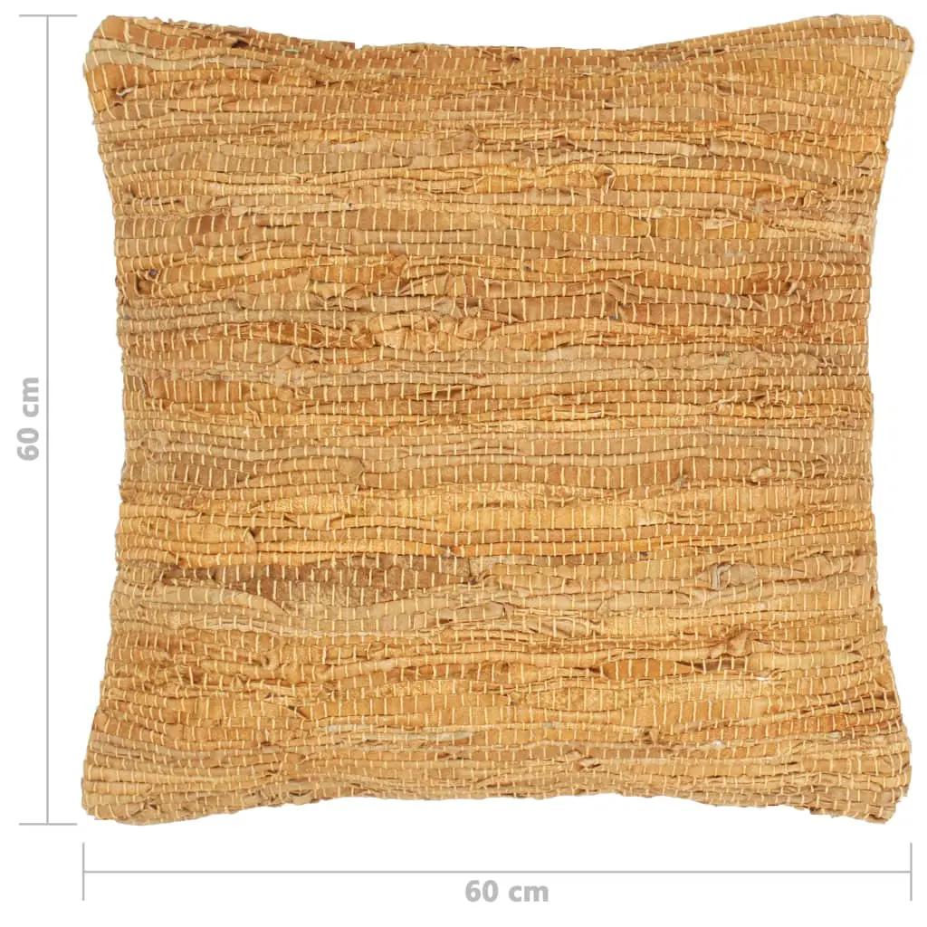 Kussen chindi 60x60 cm leer en katoen tan (4)