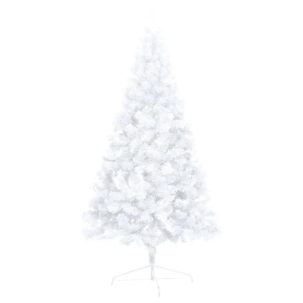 Kunstkerstboom met verlichting half standaard 150 cm PVC wit (5)