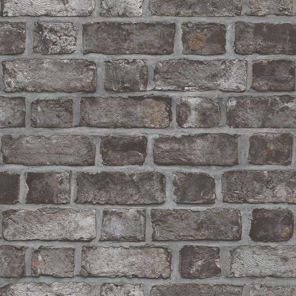 Homestyle Behang Brick Wall zwart en grijs (1)