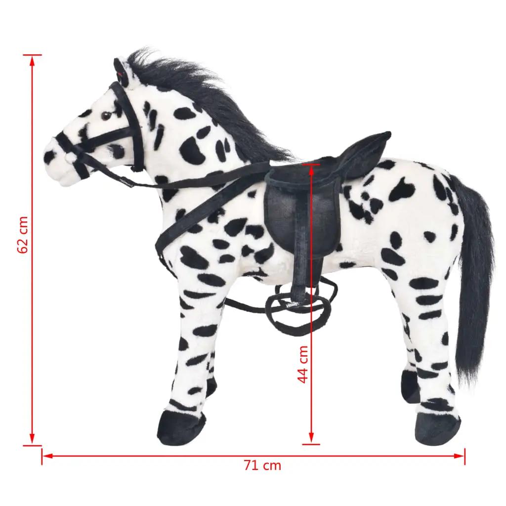 Speelgoedpaard staand XXL pluche zwart en wit (7)