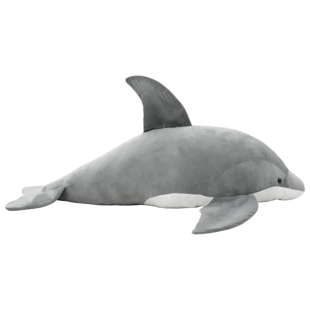Knuffel dolfijn pluche grijs