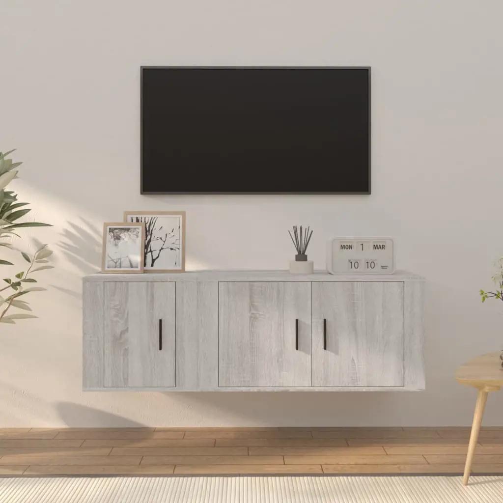 2-delige Tv-meubelset bewerkt hout grijs sonoma eikenkleurig (1)
