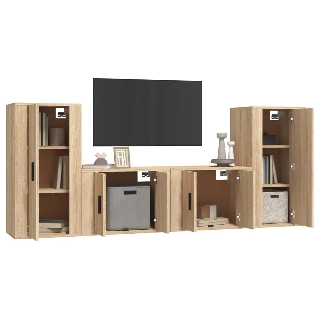 4-delige Tv-meubelset bewerkt hout sonoma eikenkleurig (3)