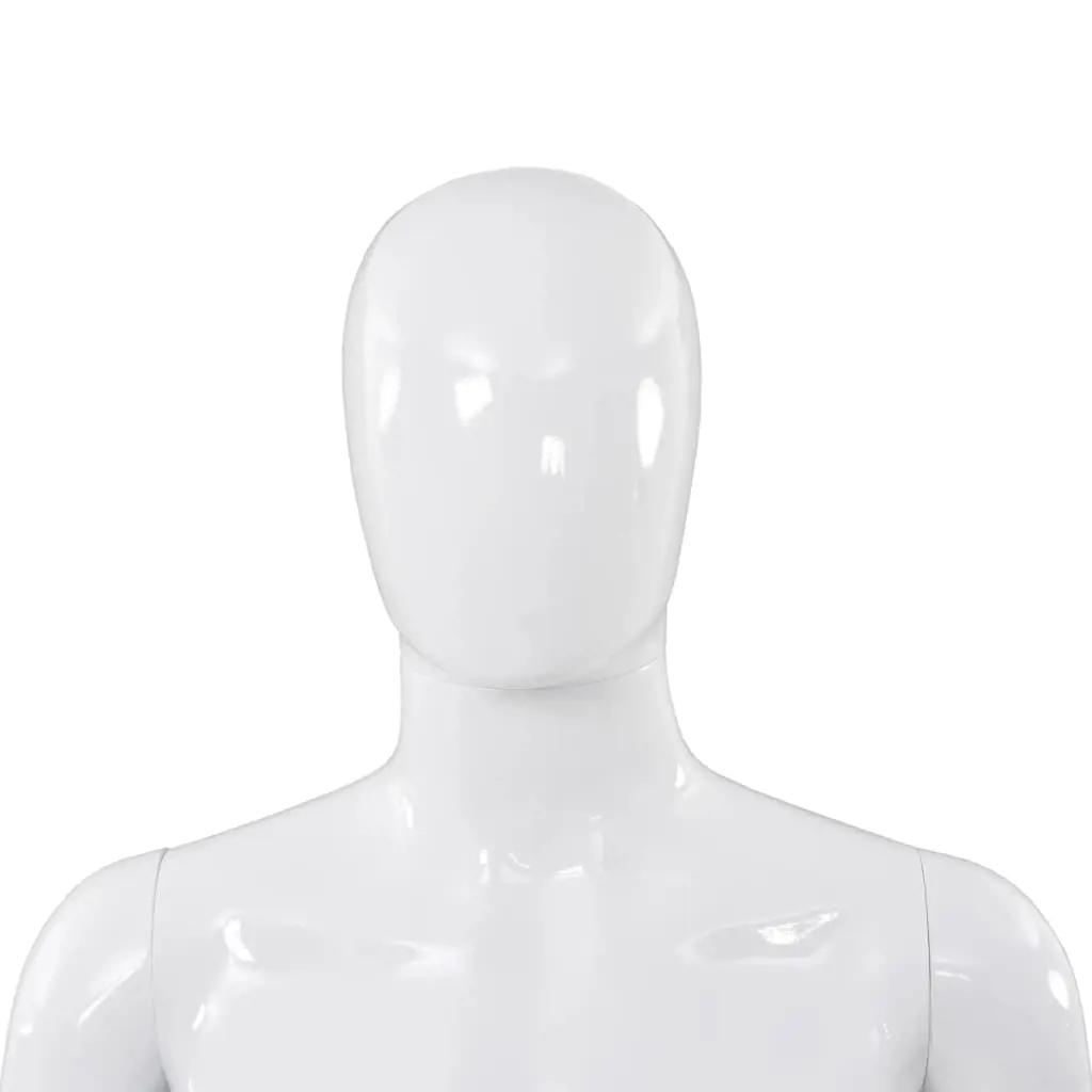 Etalagepop mannelijk met glazen voet 175 cm glanzend wit (7)
