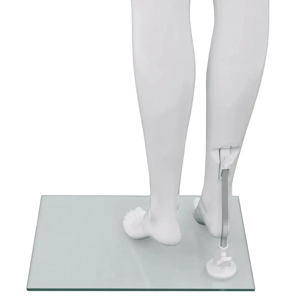 Etalagepop vrouwelijk met glazen voet 175 cm glanzend wit (6)