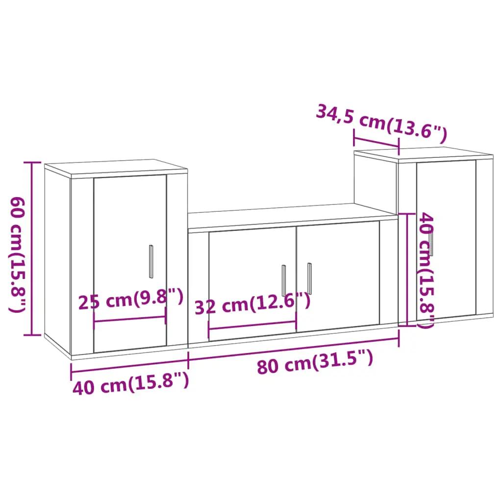 3-delige Tv-meubelset bewerkt hout grijs sonoma eikenkleurig (8)