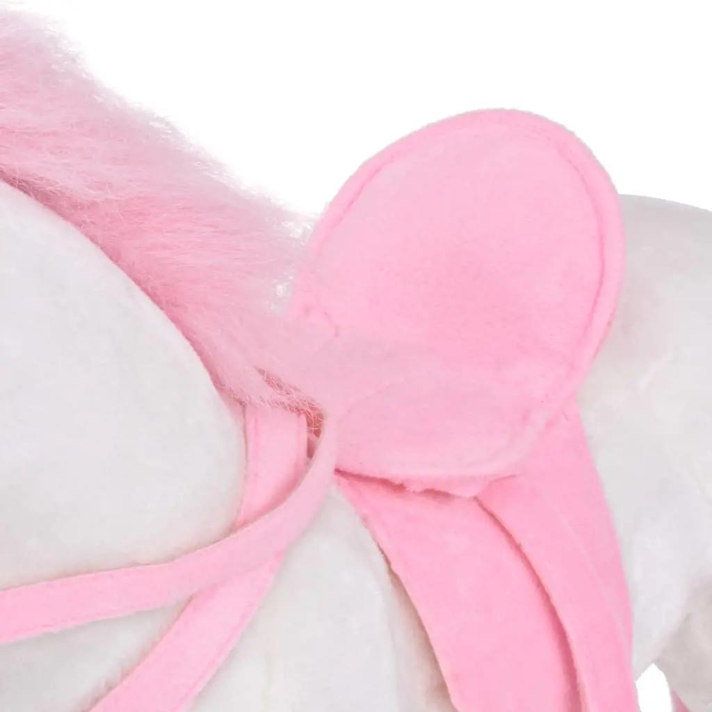 Speelgoedeenhoorn staand XXL pluche wit en roze (5)