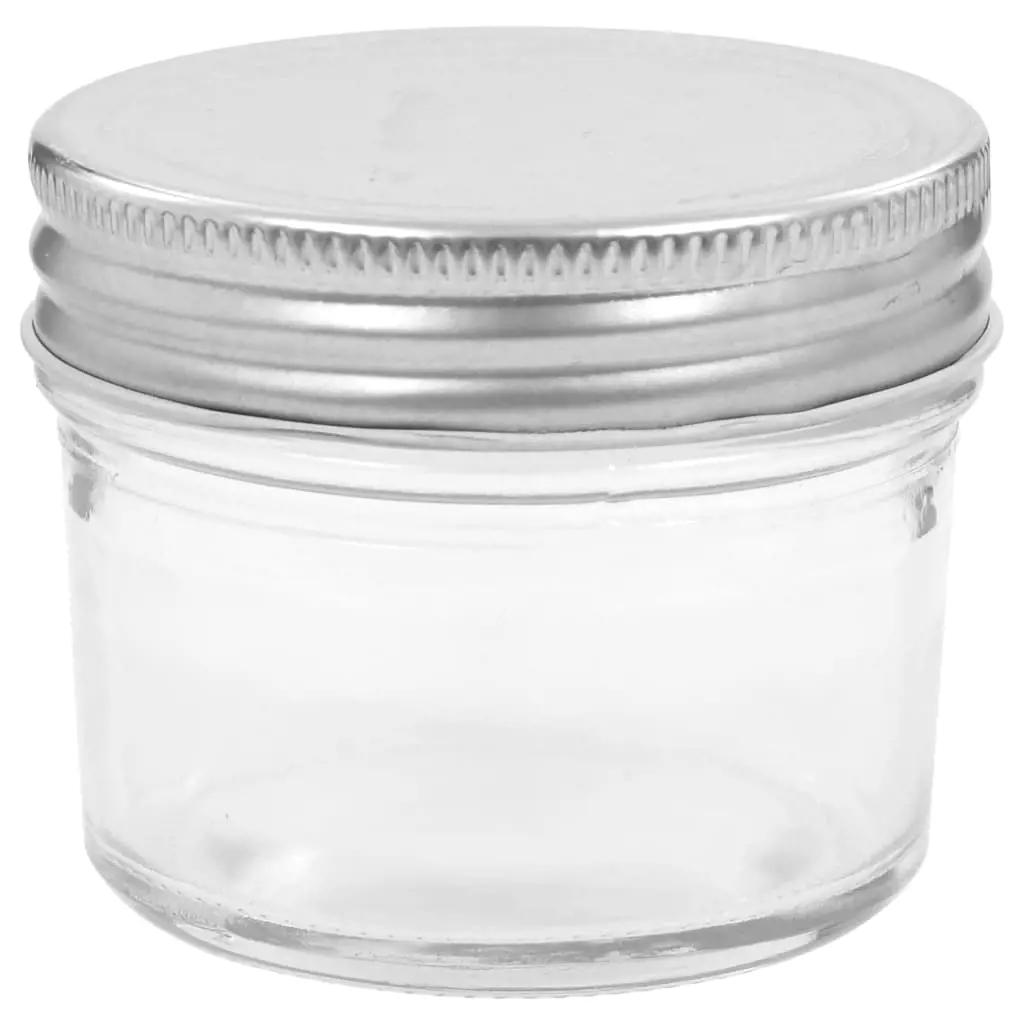 Jampotten met zilverkleurige deksels 24 st 110 ml glas (4)
