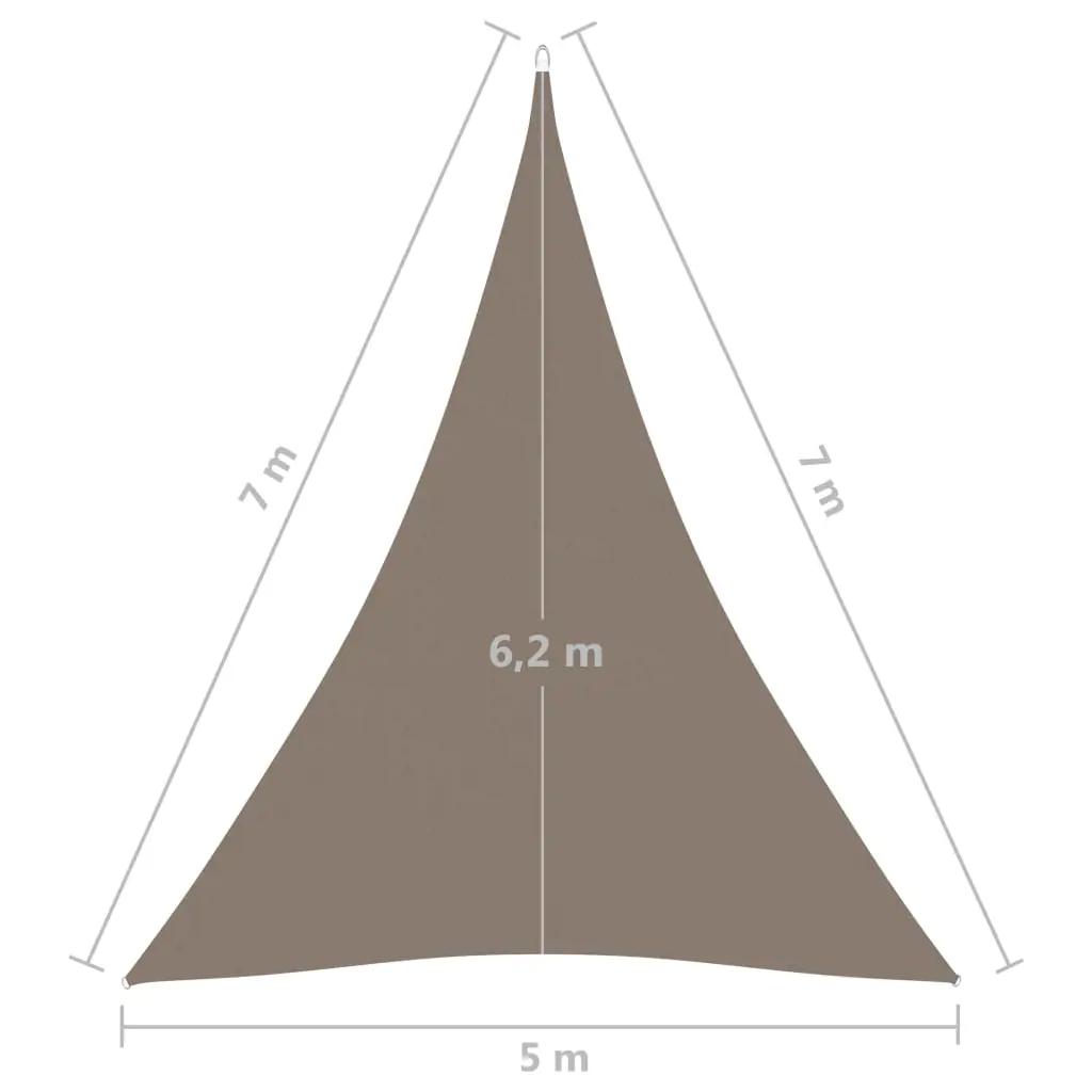 Zonnescherm driehoekig 5x7x7 m oxford stof taupe (6)