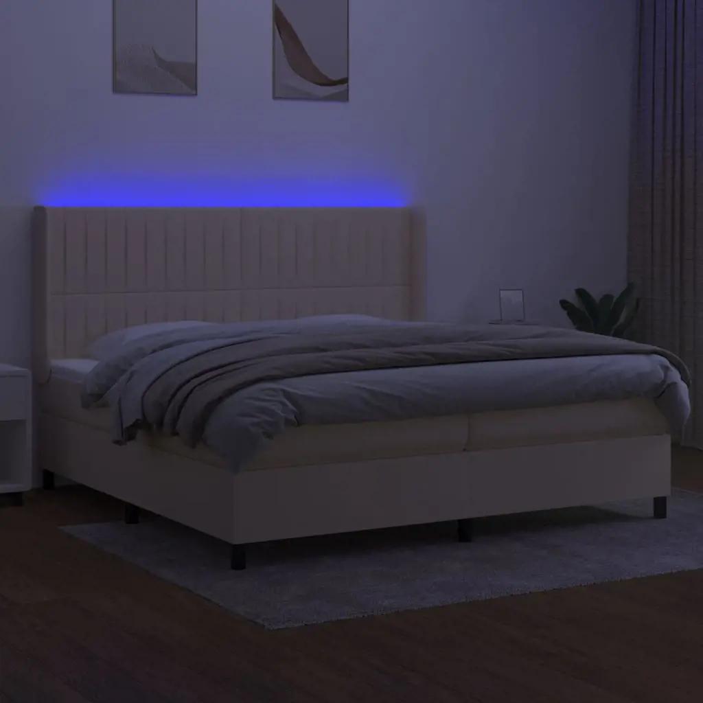 Boxspring met matras en LED stof crèmekleurig 200x200 cm (3)