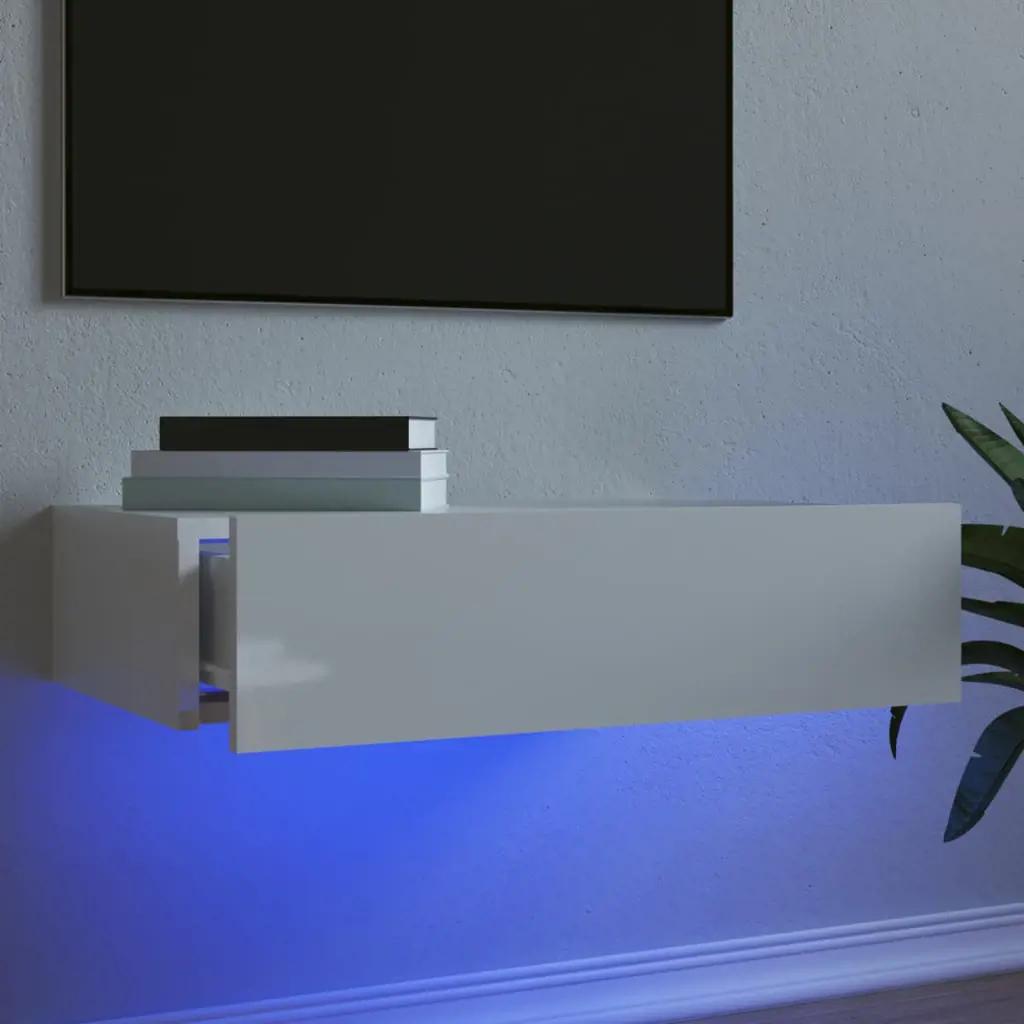 Tv-meubel met LED-verlichting 60x35x15,5 cm hoogglans wit (1)