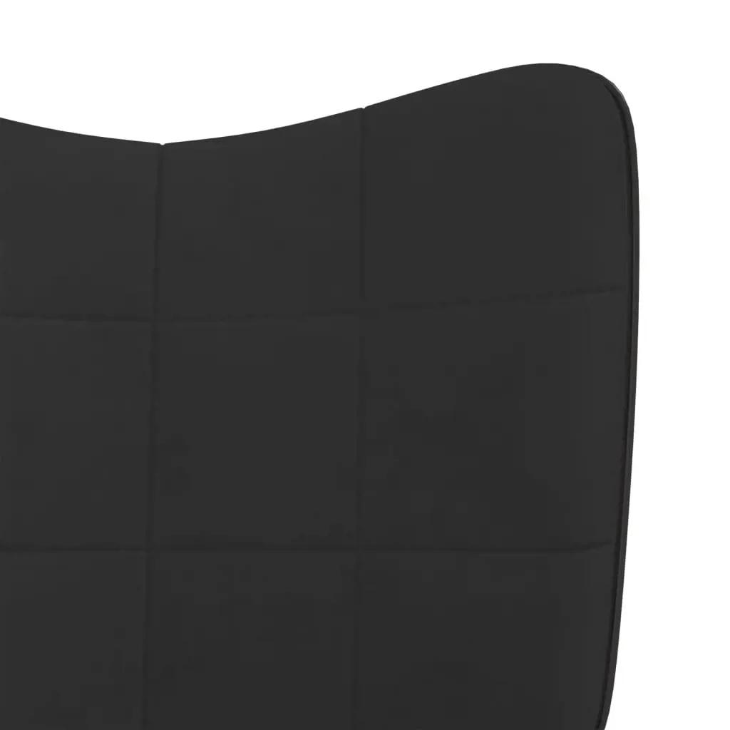 Schommelstoel met voetenbank fluweel en PVC zwart (8)