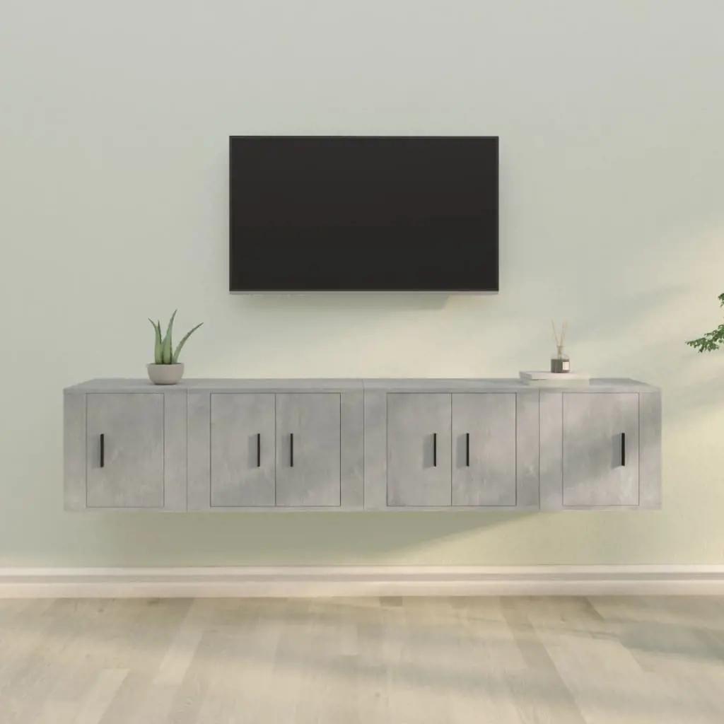 4-delige Tv-meubelset bewerkt hout betongrijs (1)