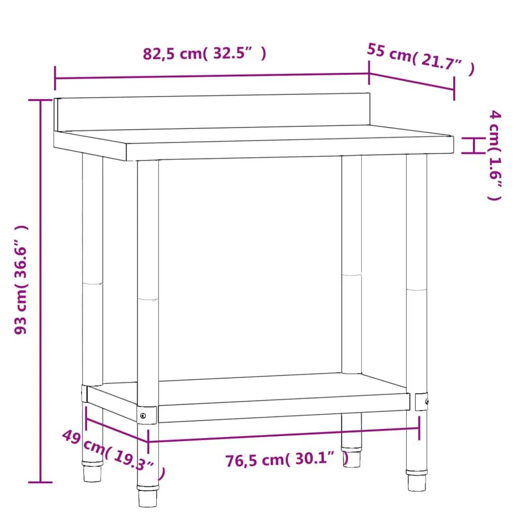 Keukenwerktafel met spatscherm 82,5x55x93 cm roestvrij staal (9)