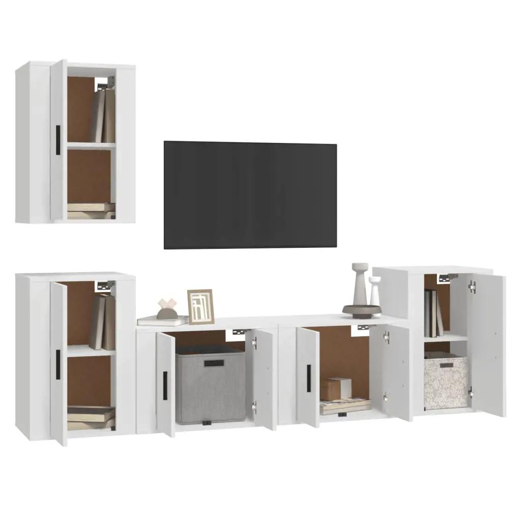 5-delige Tv-meubelset bewerkt hout wit (3)