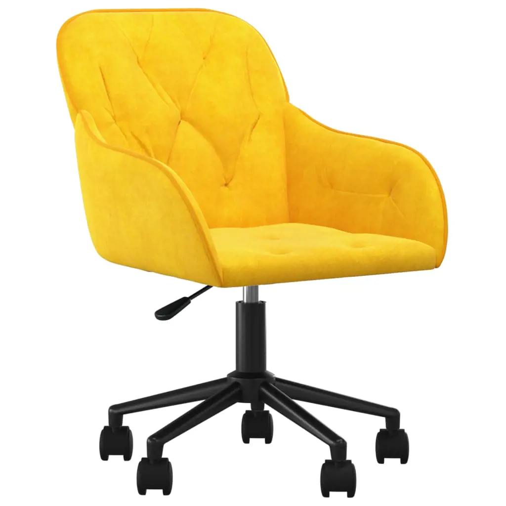 Kantoorstoel draaibaar fluweel geel (2)