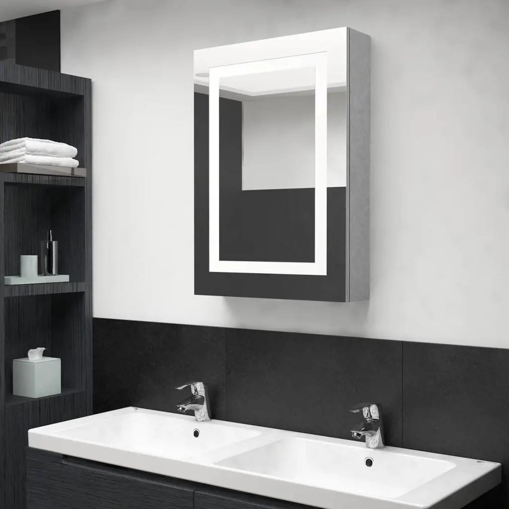 Badkamerkast met spiegel en LED 50x13x70 cm betongrijs