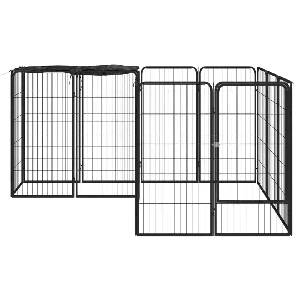 Hondenkennel 14 panelen 50 x 100 cm gepoedercoat staal zwart (2)