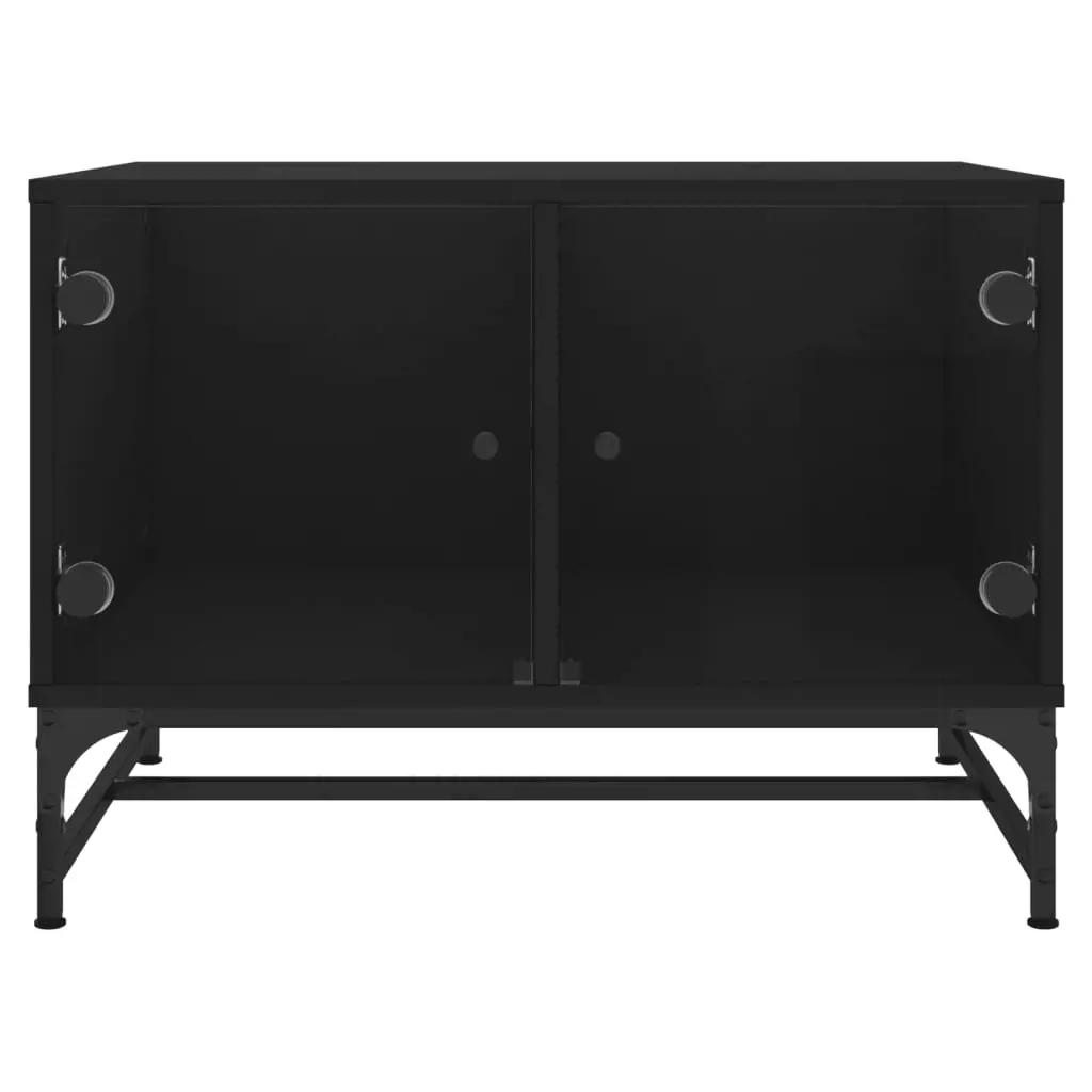 Salontafel met glazen deuren 68,5x50x50 cm zwart (5)