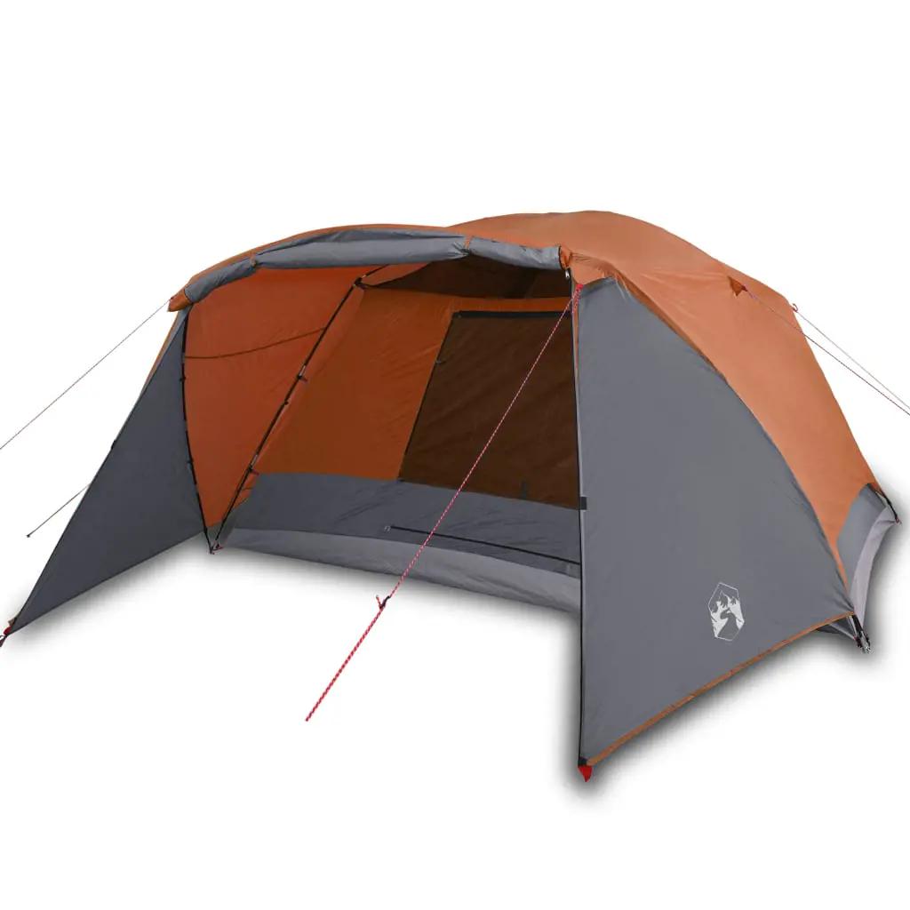 Tent 4-persoons waterdicht grijs en oranje (2)