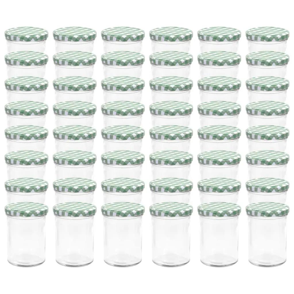 Jampotten met wit met groene deksels 48 st 400 ml glas (2)