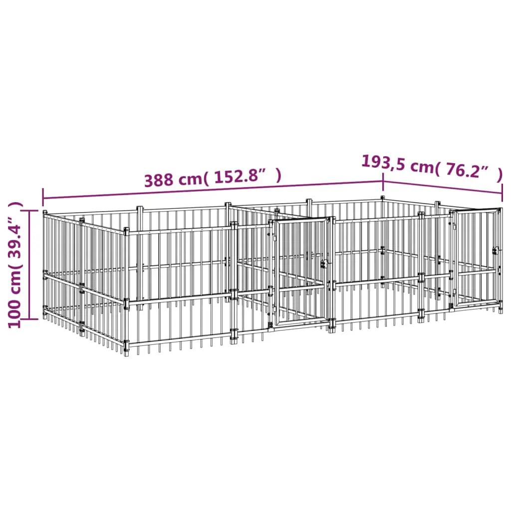 Hondenkennel voor buiten 7,51 m² staal (6)