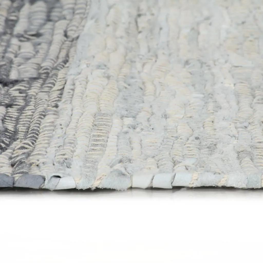 Vloerkleed chindi handgeweven 160x230 cm leer grijs (3)