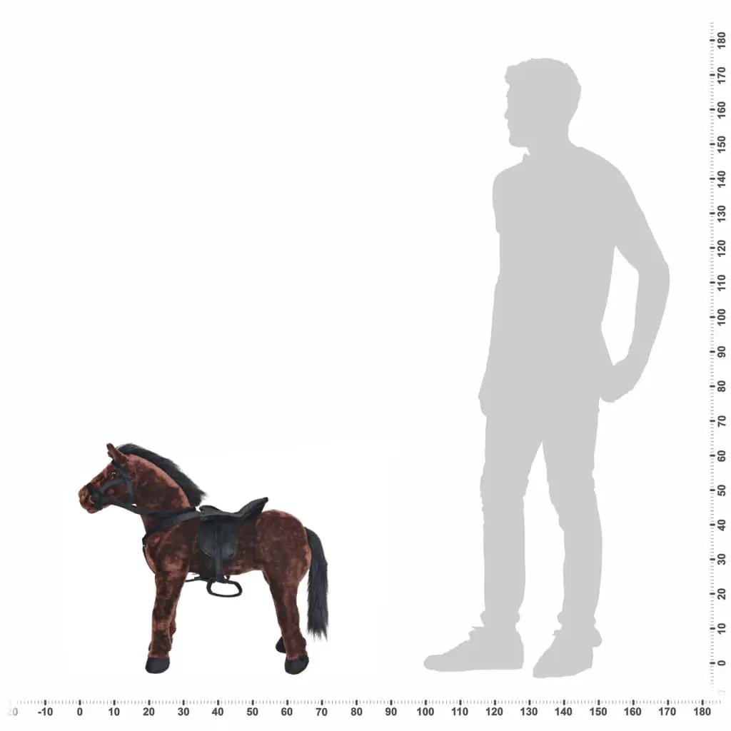 Speelgoedpaard staand XXL pluche donkerbruin (6)