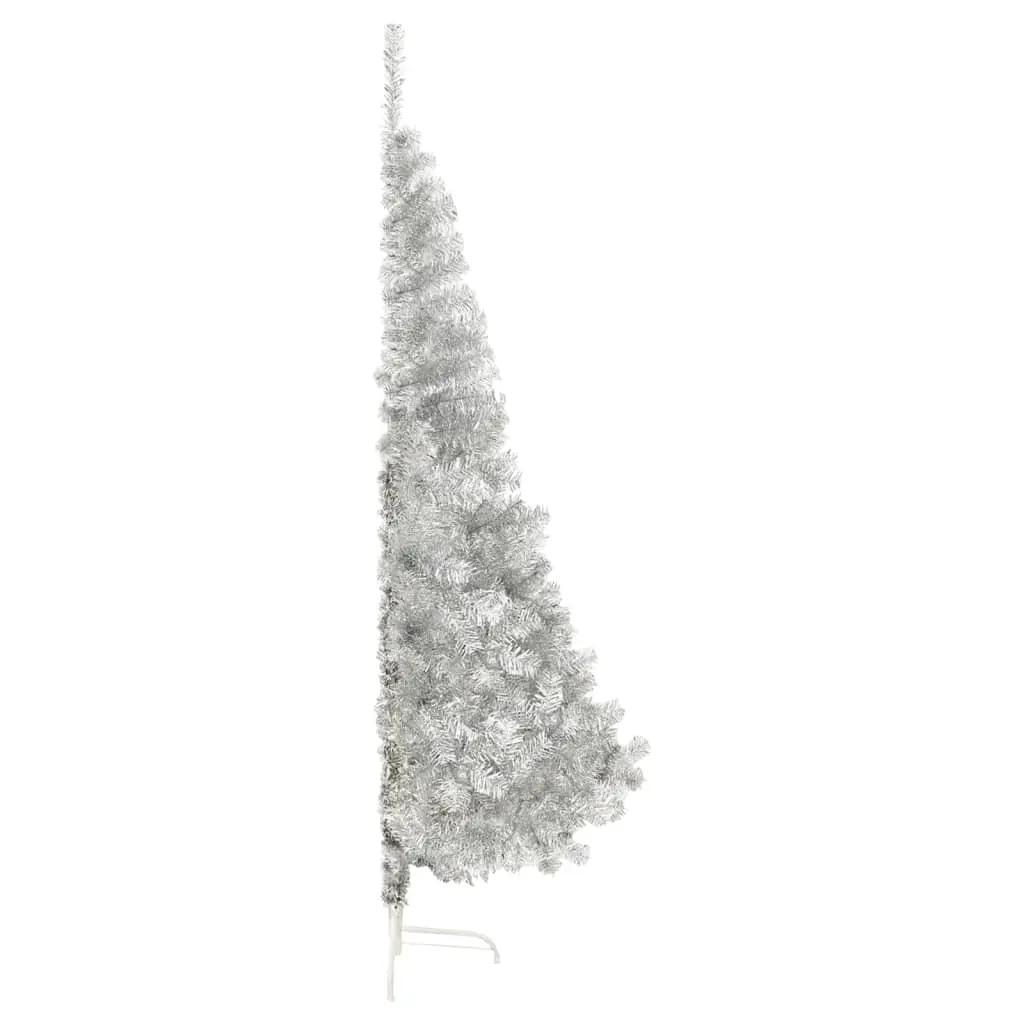 Kunstkerstboom half met standaard 240 cm PET zilverkleurig (3)