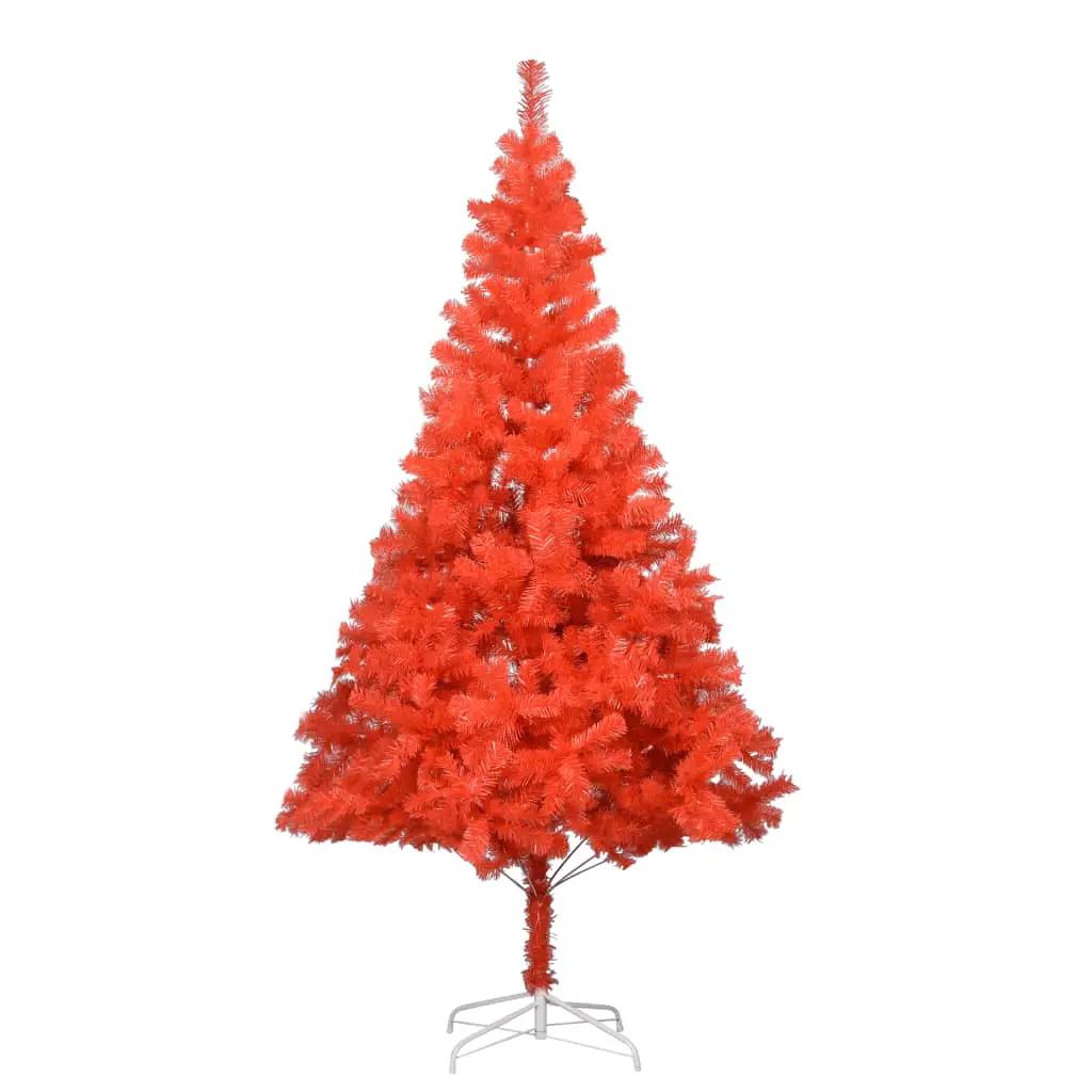 Kunstkerstboom met verlichting en standaard 240 cm PVC rood (2)