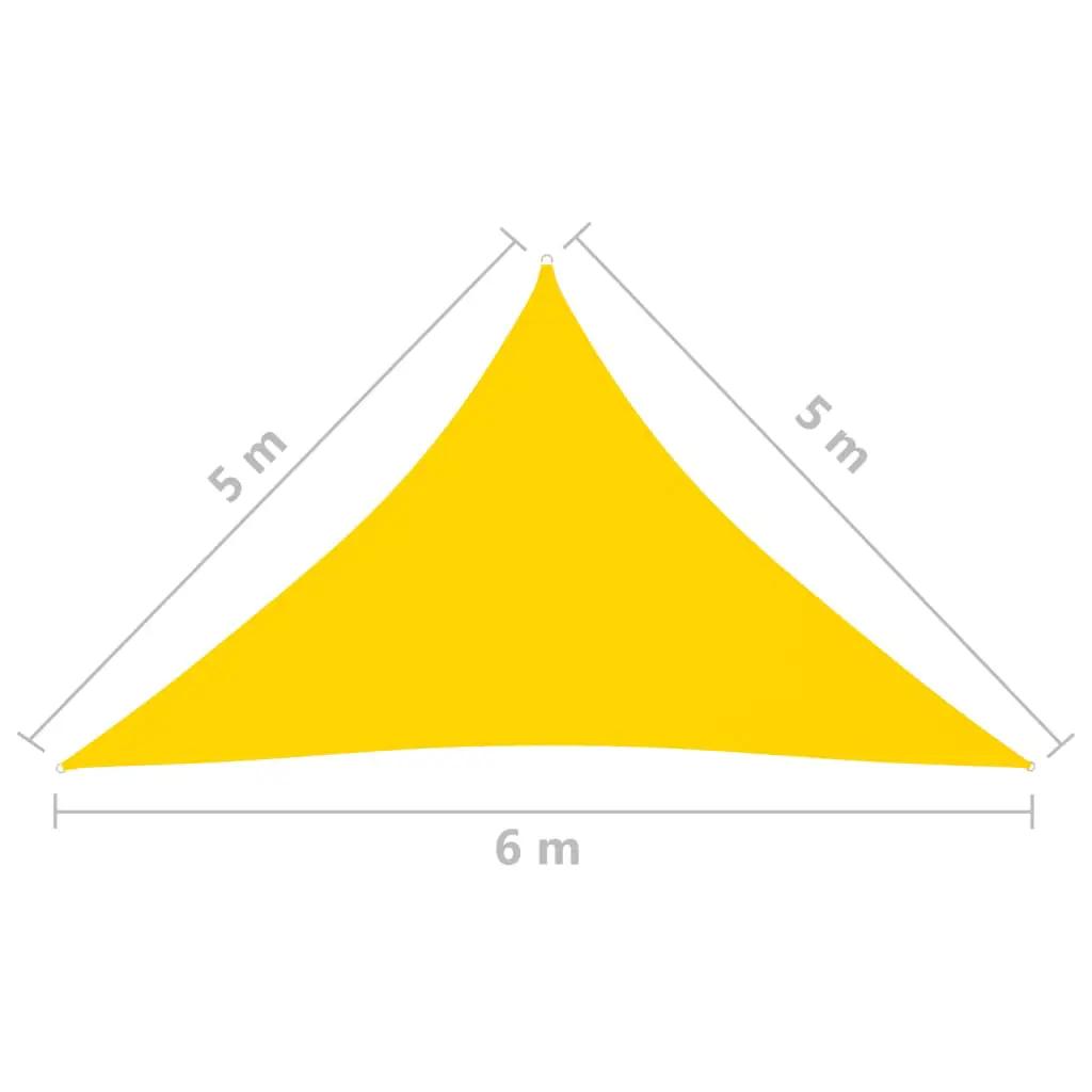 Zonnescherm driehoekig 5x5x6 m oxford stof geel (6)