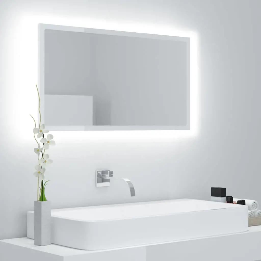 Badkamerspiegel LED 80x8,5x37 cm acryl hoogglans wit