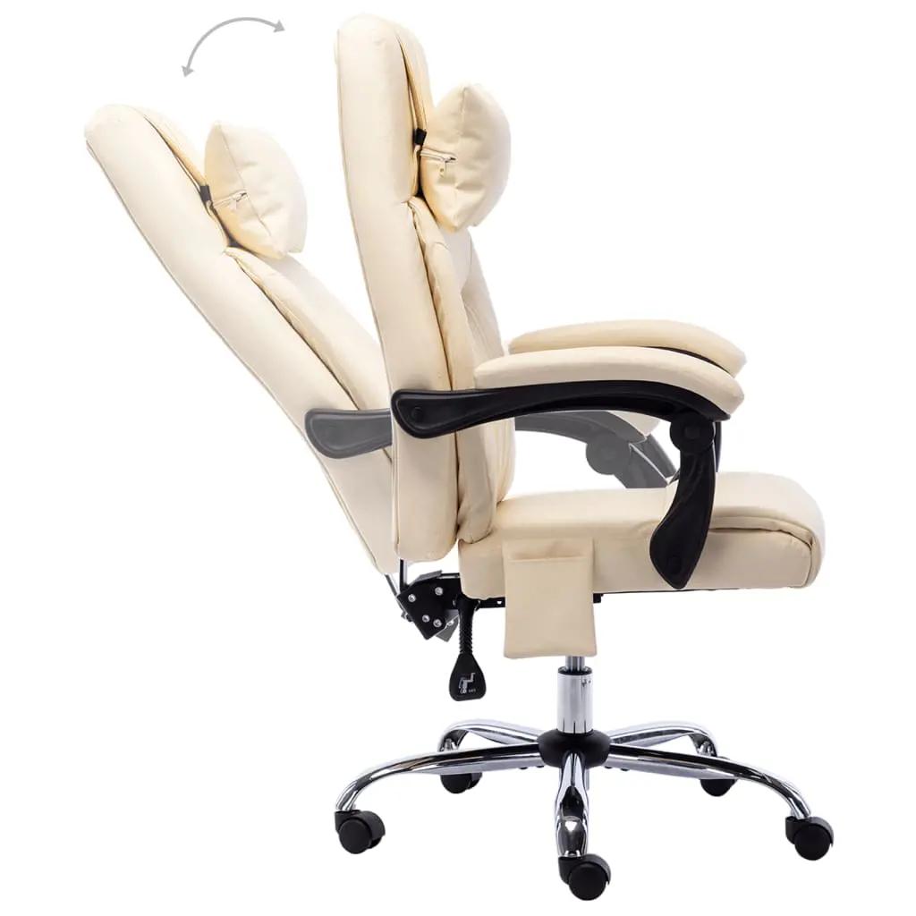 Massage kantoorstoel kunstleer crèmekleurig (5)