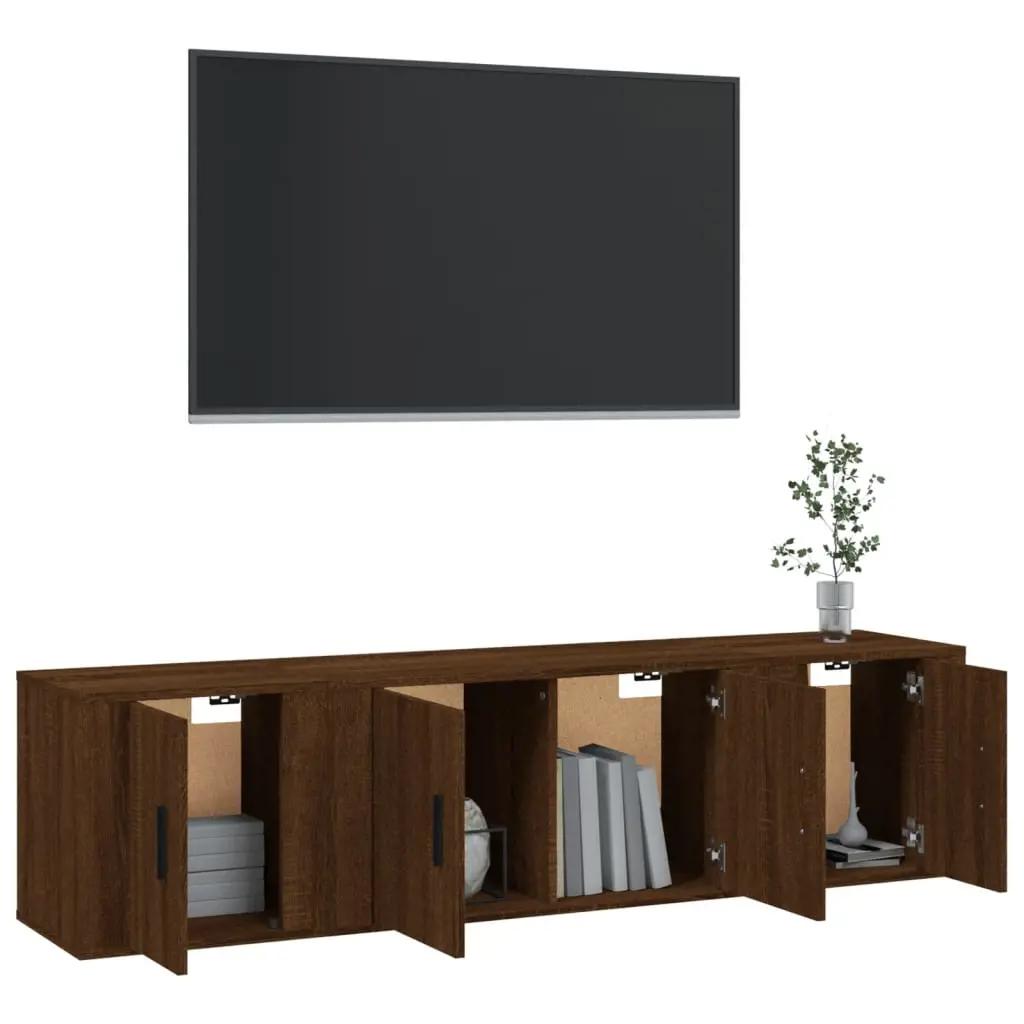 3-delige Tv-meubelset bewerkt hout bruin eikenkleur (3)