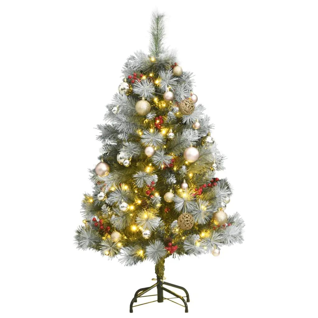 Kunstkerstboom met scharnieren 150 LED's en kerstballen 120 cm