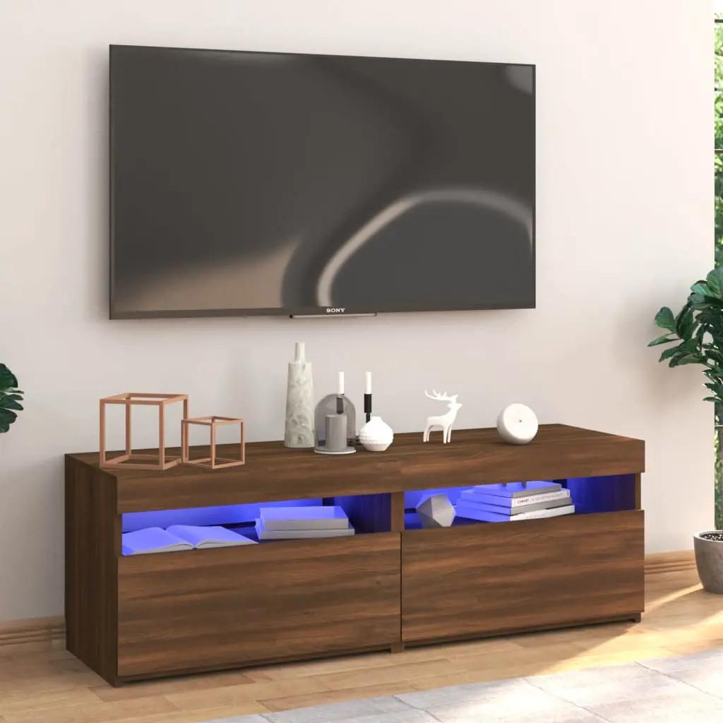 Tv-meubel met LED-verlichting 120x35x40 cm bruin eikenkleur