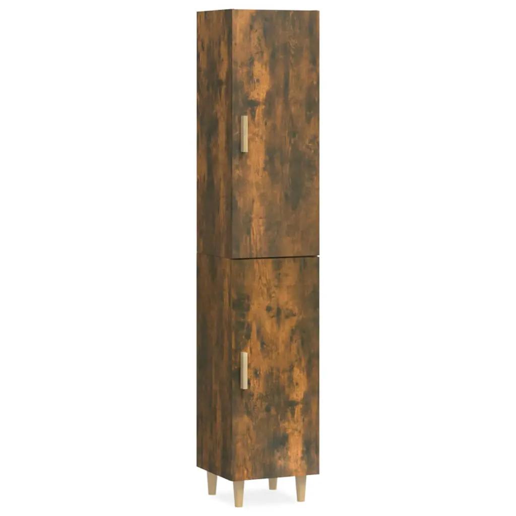 Hoge kast 34,5x34x180 cm bewerkt hout gerookt eikenkleurig (2)