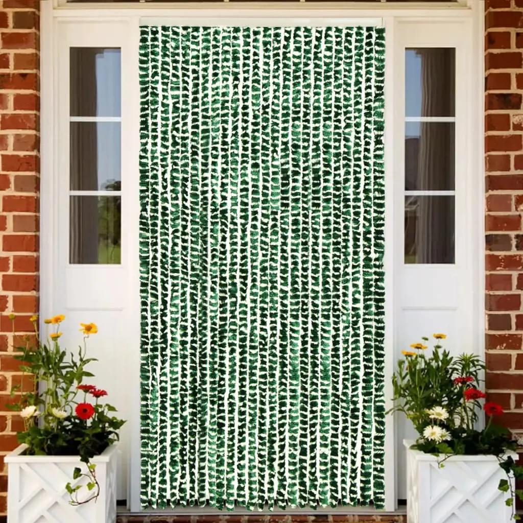 Vliegengordijn 100x220 cm chenille groen en wit (1)